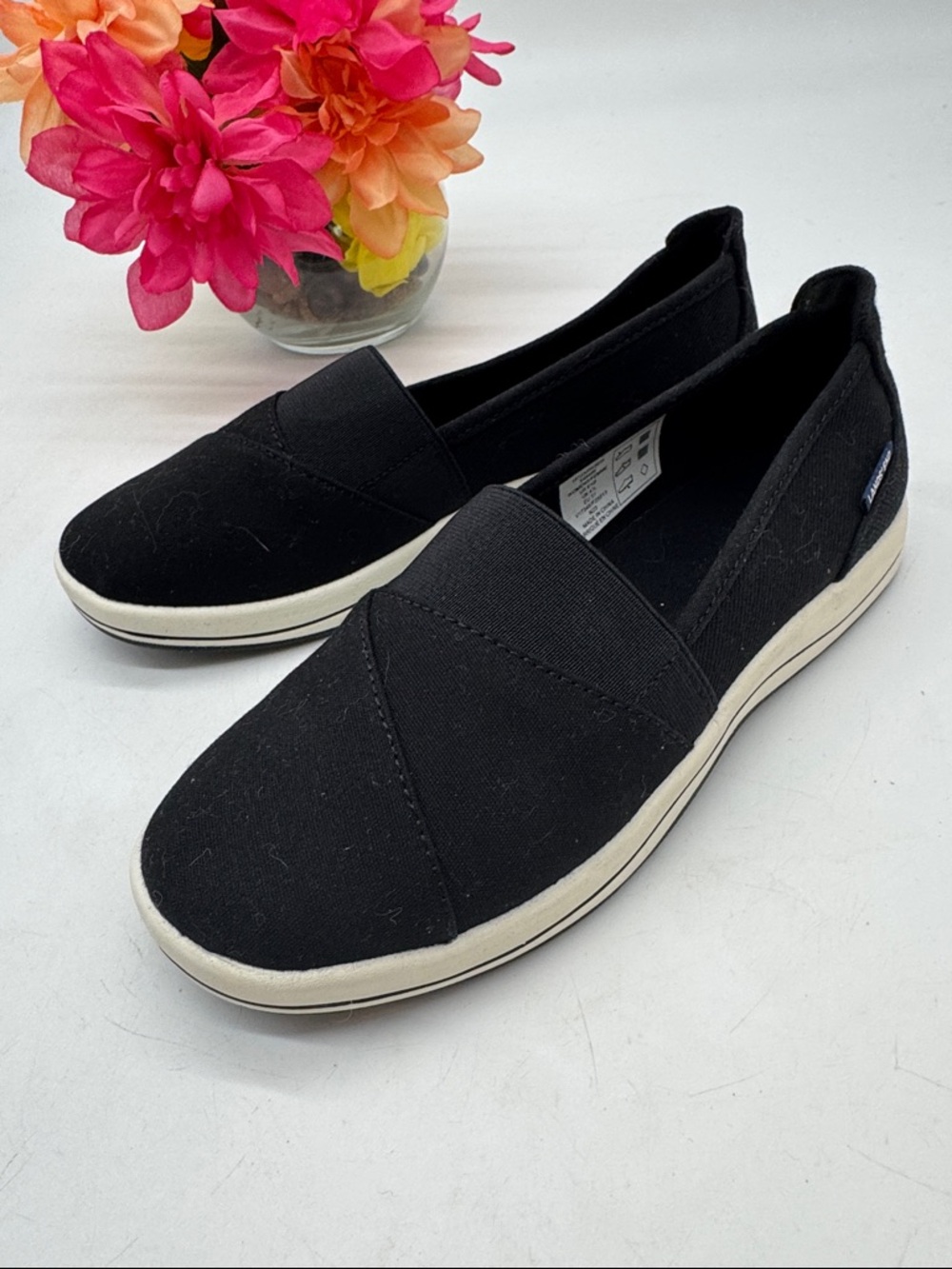 Lands' End Black Slip-On Canvas Flats BLO9883